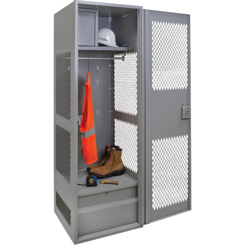 Gear Locker with Door, Steel, 24" W x 24" D x 72" H, Grey Fastek