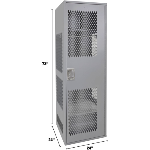 Gear Locker with Door, Steel, 24" W x 24" D x 72" H, Grey Fastek