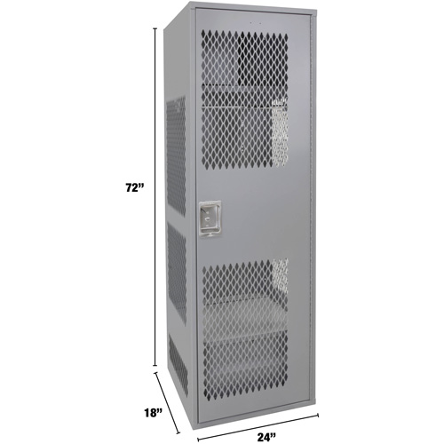 Gear Locker with Door, Steel, 24" W x 18" D x 72" H, Grey Fastek