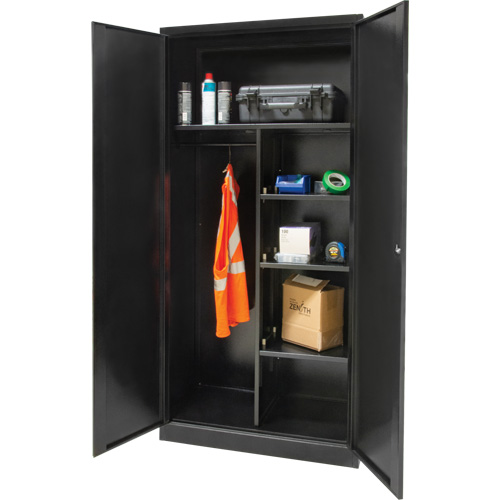 Armoire de rangement combin&eacute;e, 36" la x 18" p x 72" h, Noir Fastek