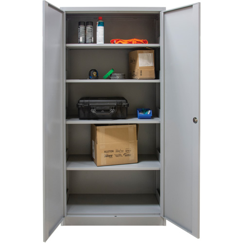 Hi-Boy Storage Cabinet, Steel, 4 Shelves, 72" H x 36" W x 18" D, Grey Fastek