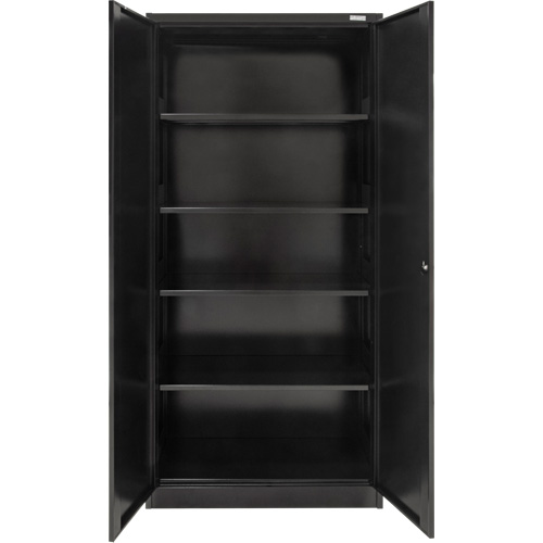 Hi-Boy Storage Cabinet, Steel, 4 Shelves, 72" H x 36" W x 18" D, Black Fastek