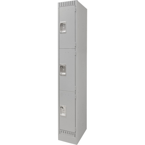 Lockers, 3 -tier, 12" x 18" x 76", Steel, Grey, Knocked Down Fastek