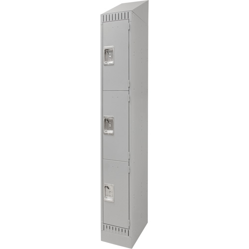 Lockers, 3 -tier, 12" x 18" x 86", Steel, Grey, Knocked Down Fastek