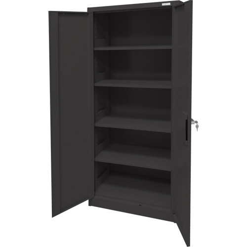 Storage Cabinet, Steel, 4 Shelves, 66" H x 30" W x 15" D, Black Fastek