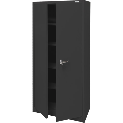 Storage Cabinet, Steel, 4 Shelves, 66" H x 30" W x 15" D, Black Fastek