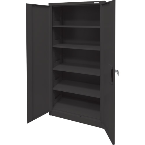 Storage Cabinet, Steel, 4 Shelves, 78" H x 36" W x 24" D, Black Fastek