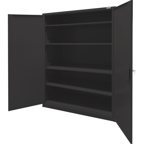 Armoire d'entreposage, Acier, 4 Tablettes, 78" h x 48" la x 24" P, Noir Fastek