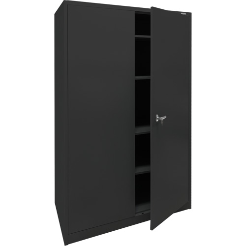 Armoire d'entreposage, Acier, 4 Tablettes, 78" h x 48" la x 24" P, Noir Fastek