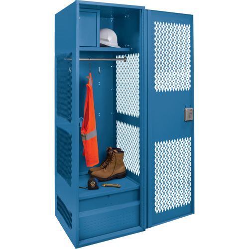 Gear Locker with Door, Steel, 24" W x 18" D x 72" H, Dark Blue Fastek