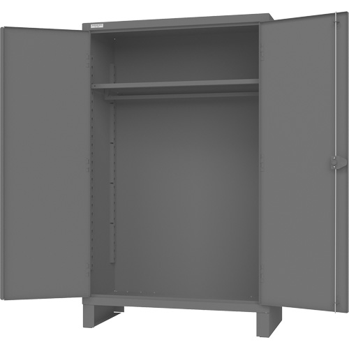Cabinet with Hanging Bar & Standard Recessed Doors, Steel, 78" H x 48" W x 24" D, Grey Fastek