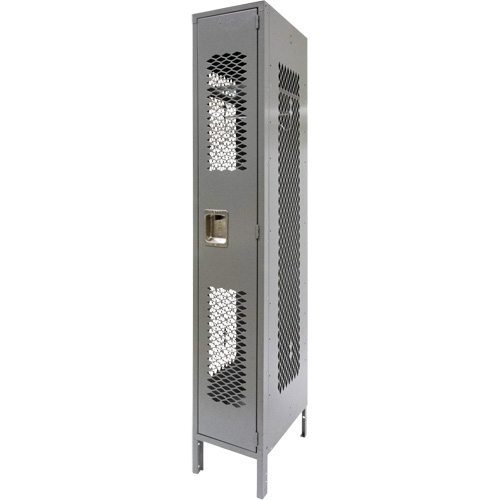 Vented Lockers, 12" x 18" x 78", Steel, Grey, Knocked Down, Perforated Fastek