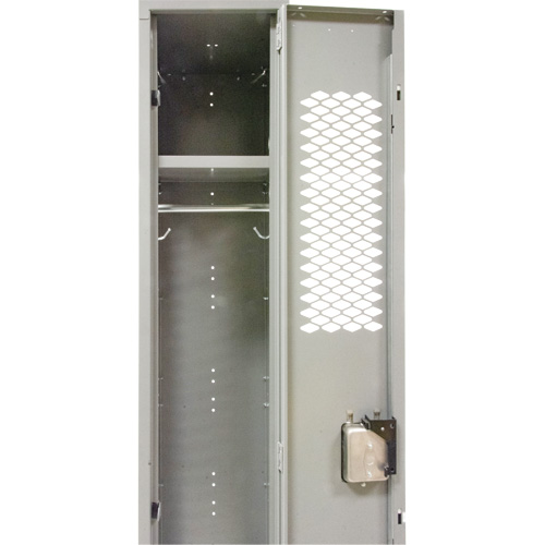 Vented Lockers, Bank of 2, 24" x 18" x 78", Steel, Grey, Knocked Down, Perforated Fastek