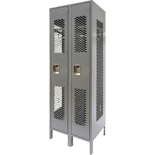 Casiers ventil&eacute;s, Bloc de 2, 24" x 18" x 78", Acier, Gris, D&eacute;mont&eacute;, Perfor&eacute; Fastek