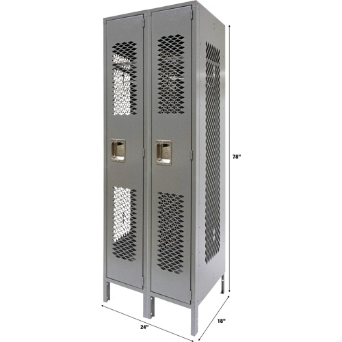 Casiers ventil&eacute;s, Bloc de 2, 24" x 18" x 78", Acier, Gris, D&eacute;mont&eacute;, Perfor&eacute; Fastek