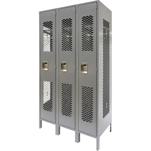 Casiers ventil&eacute;s, Bloc de 3, 36" x 18" x 78", Acier, Gris, D&eacute;mont&eacute;, Perfor&eacute; Fastek