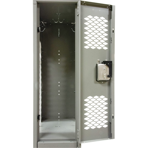 Vented Lockers, 2 -tier, Bank of 3, 36 x 18" x 88", Steel, Grey, Knocked Down, Perforated Fastek