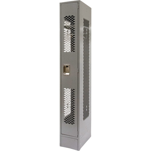 Vented Lockers, 12" x 18" x 78", Steel, Grey, Knocked Down, Perforated Fastek