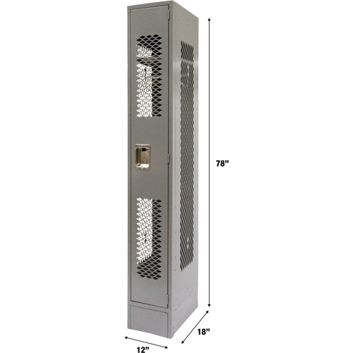 Vented Lockers, 12" x 18" x 78", Steel, Grey, Knocked Down, Perforated Fastek