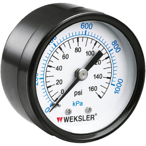 Dry Pressure Gauge, 1-1/2" , 0 - 160 psi, Back Mount, Analogue Fastek