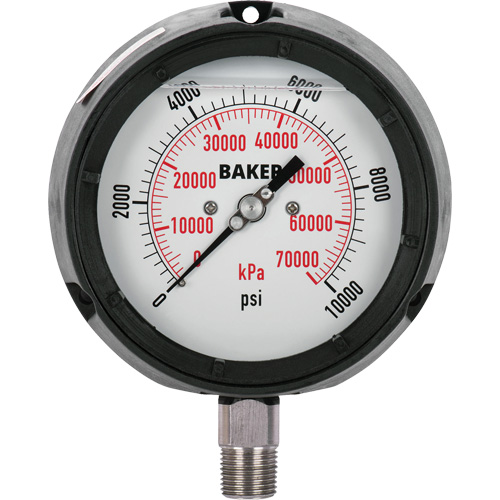 Pressure Gauge, 4-1/2" , 0 - 10000 psi, Bottom Mount, Liquid Filled Analogue Fastek