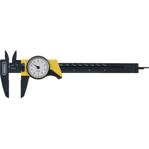 Metric Dial Caliper, 0.001 mm Resolution, 150 mm Range Fastek