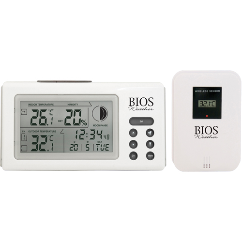 Indoor/Outdoor Thermometers With Clock, Contact, Digital, 32 to 122°F (0 to 50°C) Fastek