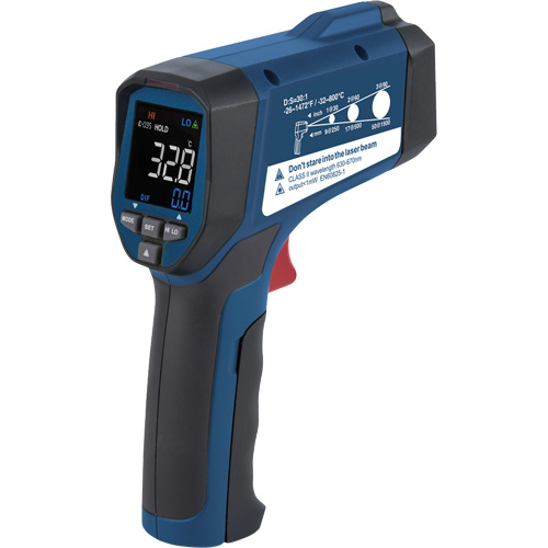 Professional Infrared Thermometer, -26 - 1472° F ( -32 - 800° C ), 30:1, Adjustable Emmissivity Fastek