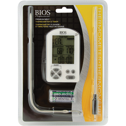 Premium Meat Thermometer & Timer, Contact, Digital, -4-122°F (-20-50°C) Fastek