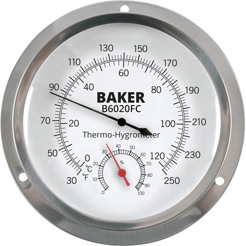 Dial Thermo-Hygrometer, 0% - 100% RH, 30 - 250°F (0 - 120°C) Fastek