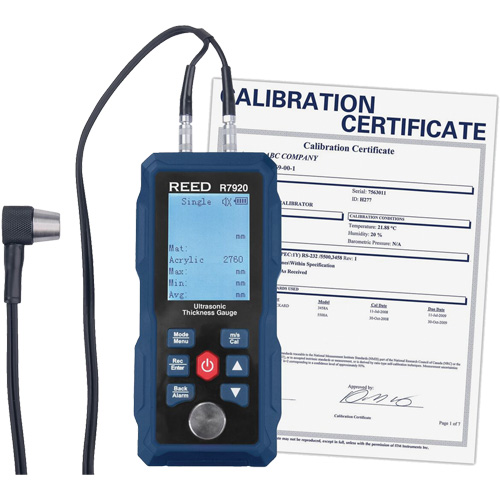 Thickness Gauge with Calibration Certificate, Digital Display, Ultrasound, 0.04" - 11.8" (1 mm - 300 mm) Range Fastek