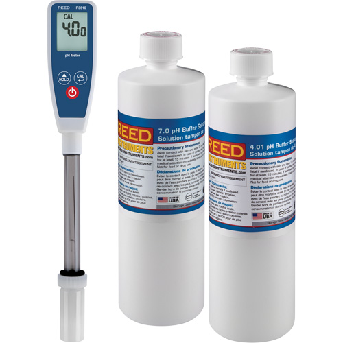 Long Stem pH Meter & 4pH/7pH Buffer Solution Kit Fastek