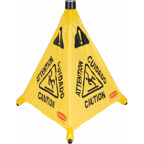 Pop-Up Safety Cone, Trilingual With Pictogram Fastek