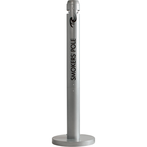 Smokers' Pole Cigarette Receptacle, Free-Standing, Aluminum, 41" Height Fastek