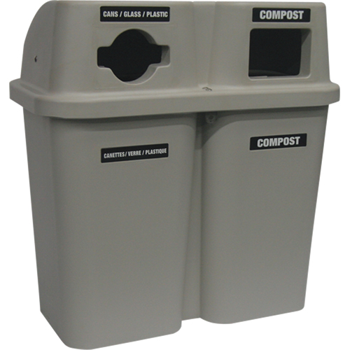 Contenants de recyclage Bullseye, Bord de rue, Plastique, 2 x 22 gal. US Fastek
