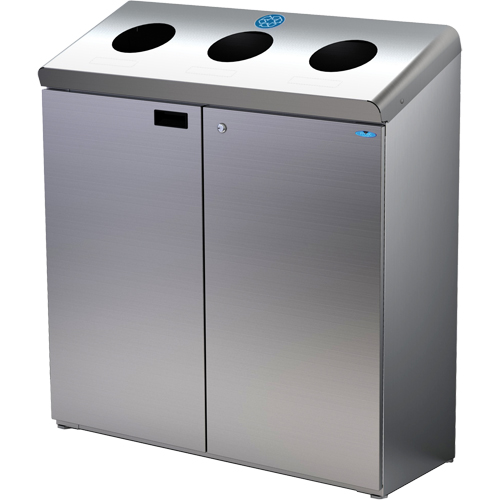 Floor Standing Recycling Station, Bulk, Stainless Steel, 42 gal. Fastek