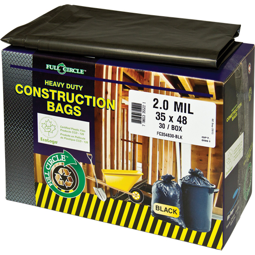 Contractor Liners, Strong, 30" W x 48" L, 2 mils, Black, 121.13 L (32 Gal.) Capacity Fastek