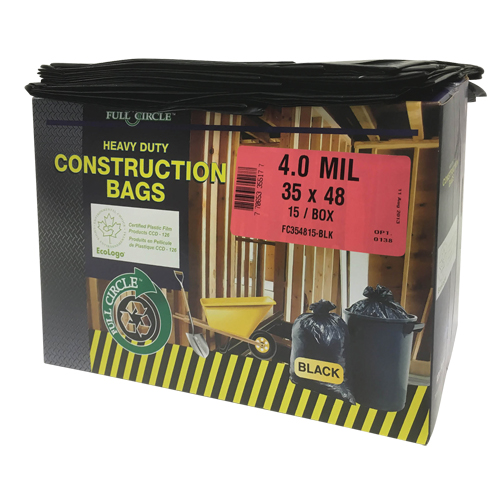 Contractor Liners, Strong, 35" W x 48" L, 4 mils, Black, 166.55 L (44 Gal.) Capacity Fastek