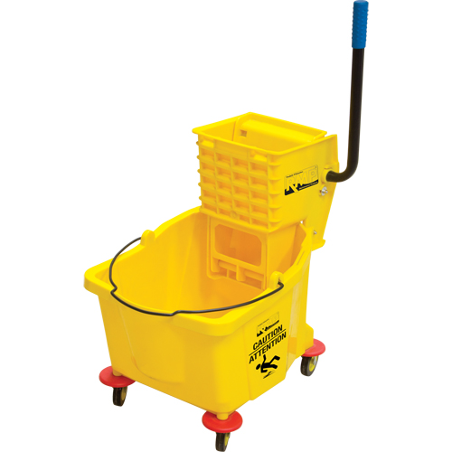 Mop Bucket and Wringer, Side Press, 9.5 US Gal.(38 Quart), Yellow Fastek