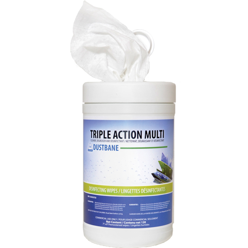 Triple Action Multi Disinfecting Wipes, 7" x 8", 120 Count Fastek