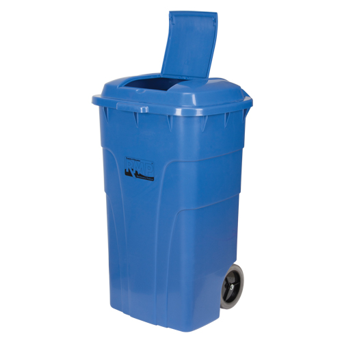 Roll Out Recycling Bin, Curbside, Polyethylene, 65 US gal. Fastek