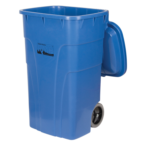 Roll Out Recycling Bin, Curbside, Polyethylene, 65 US gal. Fastek
