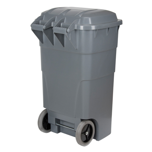 Roll Out Garbage Bin, Polyethylene, 65 US gal. Fastek