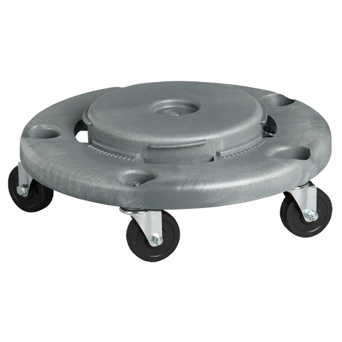 Waste Container Dolly, Polyethylene, Grey, Fits: 24" Dia. Fastek