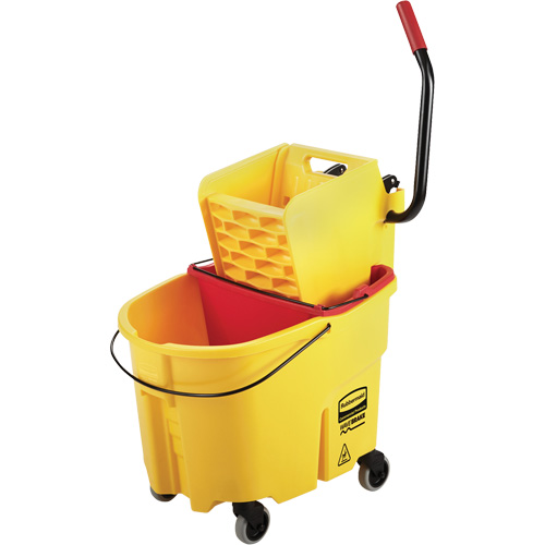 Ensemble de seau pour vadrouille et essoreuse WaveBrake, Pression lat&eacute;rale, 8,75 gal. US (35 pintes), Jaune Fastek
