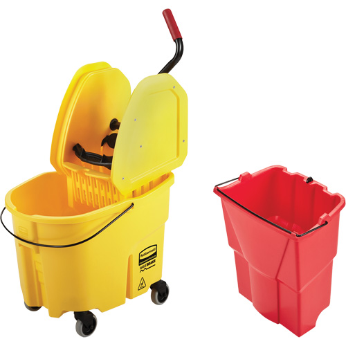 Ensemble de seau pour vadrouille et essoreuse WaveBrake, Pression vers le bas, 8,75 gal. US (35 pintes), Jaune Fastek
