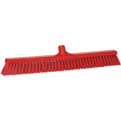 Combo Bristle Push Broom, Coarse/Fine Bristles, 24-1/2", Polyester, Red Fastek