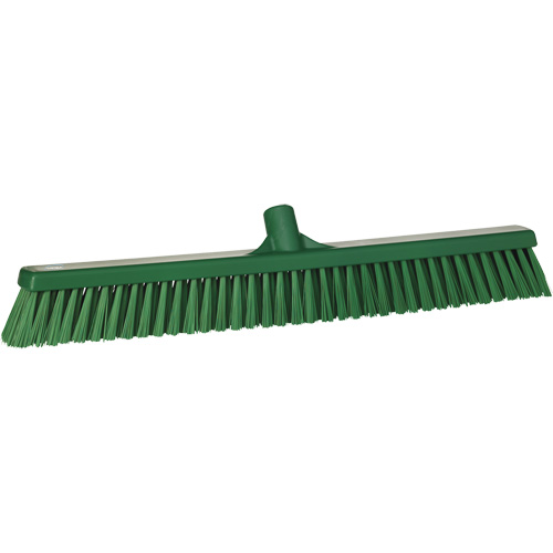 Combo Bristle Push Broom, Coarse/Fine Bristles, 24", Polyester, Green Fastek