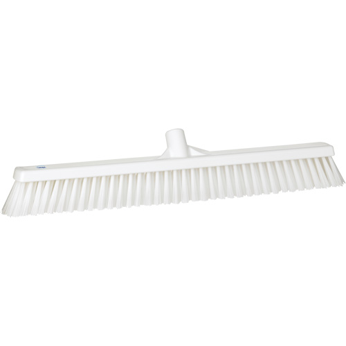 Combo Bristle Push Broom, Coarse/Fine Bristles, 24", Polyester, White Fastek