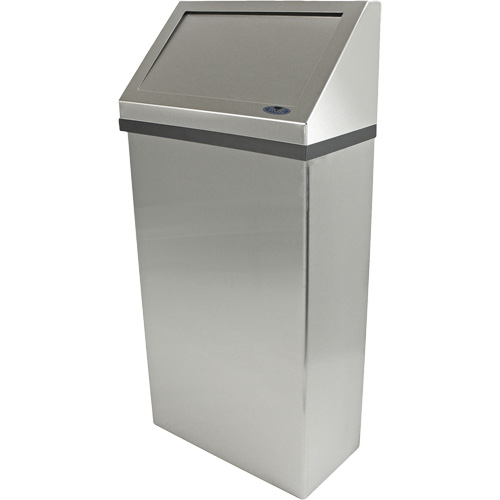 Wall Mounted Waste Receptacle, Stainless Steel, 13.2 US gal. Fastek